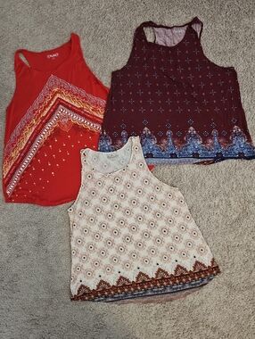 Mudd Racerback Patterned Tank Tops Set Indie Boho